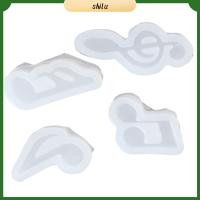 SHILU 4pcs ซิลิโคนทำจากซิลิโคน แม่พิมพ์ซิลิโคนรูปโน้ตดนตรี สีขาวขาว Music Note แม่พิมพ์ซิลิโคน freshie แม่พิมพ์จี้เครื่องประดับเรซิน แม่พิมพ์ซิลิโคนที่ไม่เหมือนใคร เครื่องประดับจี้ห้อย