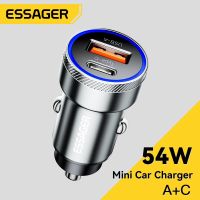 Essager 54W ที่ชาร์จแบตในรถ USB 5A ชาร์จอย่างรวดเร็ว QC 3.0 PD 3.0 SCP AFC USB Type C เครื่องชาร์จโทรศัพท์ในรถสำหรับ