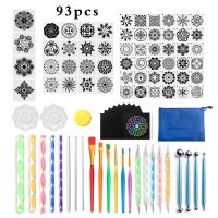 93Pcs Multifunction Mandala Dotting Tools Painting Stencils Hand Work Pens Embossing Starter Painting Art Kit DIY Drawing Tool