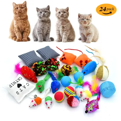 [COD] Cross-border new product pet funny cat interactive toy set plush mouse catnip bag rattle paper ball