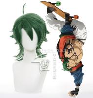 Anime SK Joe Cosplay Wig Green Short Straight Mullet Little Ponytail Heat Resistant Hair Role Play SK8 The Infinity Wig