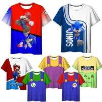 2023 NewSuper Mario Brothers เสื้อยืดคอกลมแขนสั้นชายการ์ตูน Cos สไตล์เดียวกัน Summer