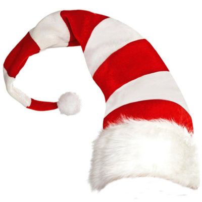 Christmas Hat Plush Elf Santa Hat Ornament Decoration Christmas Cap Turkey Hats New Year Xmas Party Props Decoration Red and white