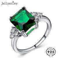 {BUSA Fashion Accessories} Jellystory คลาสสิก925แหวนเครื่องประดับเงินที่มี11x11มิลลิเมตรรูปทรงสี่เหลี่ยมไพลินมรกตแหวนอเมทิสสำหรับผู้หญิงของขวัญงานแต่งงาน