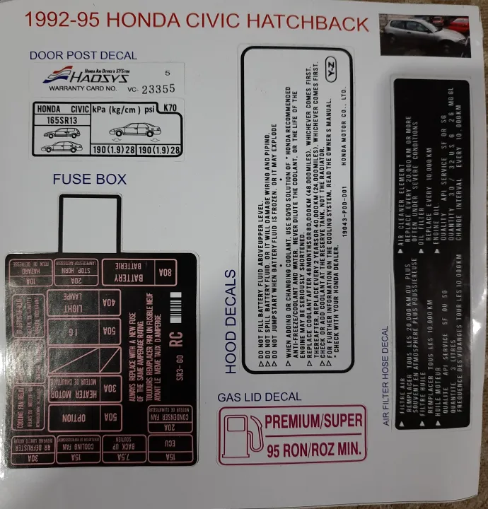 1992 1995 Honda Civic Eg Hatchback