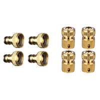 4 Pcs Garden Water Hose Pipe Fitting Tap Male Faucet Connectors &amp; 4 Pcs Brass Hose Connector Hose End Quick Connect