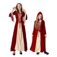 ❅❖ Halloween childrens clothing retro European long-sleeved medieval clothing wine red court style vampire parent-child clothing wholesale