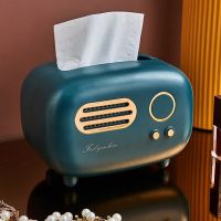 Radio Model Tissue Box Desktop Paper Holder Wet Wipes Decoration Box 17.5×12.5×12.5cm For Home Storage Organization