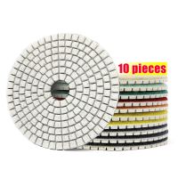 10pcs 4 /100mm Diamond Polishing Pads Wet Use For Granite Stone Concrete Marble White Resin Bond Grinding Discs