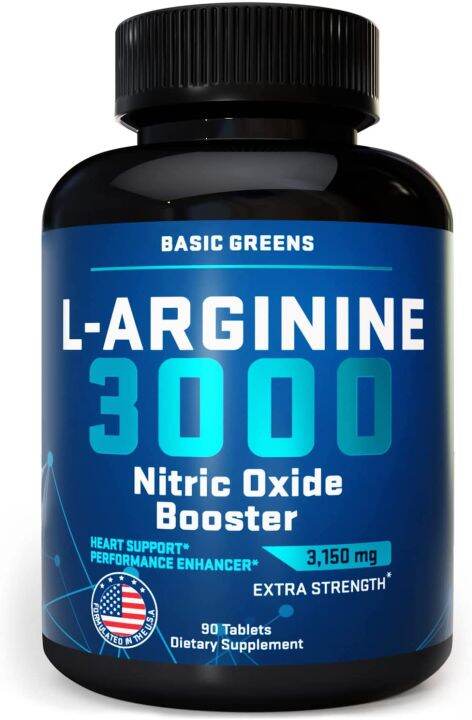 BASIC GREENS L Arginine - Arginine Supplement for Men (90 Tablets ...