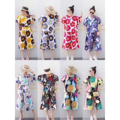 ชุดเซต 2 ชิ้น เสื้อ + กางเกง   สุดชิค น่ารักน่ามอง #ชุดเซ็ตผ้าคอตตอลญี่ปุ่น 100% พิมพ์ลาย เกรดขึ้นห้าง by Ananya