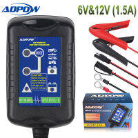 ADPOW 6V 12V Inligent Motorcycle Car Battery Charger For AGM GEL WET VRLA Lead Acid Battery Charging 100-240V US EU Plug