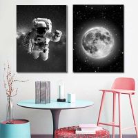 บทคัดย่อ Moon Phase Galaxy Space Art โปสเตอร์-สีดำและสีขาว Nordic Canvas Wall Print-ภาพวาดสมัยใหม่สำหรับตกแต่งบ้านห้อง