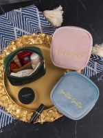 Velvet cosmetic bag ins style exquisite small mini portable travel cosmetic powder lipstick storage bag 〖WYUE〗