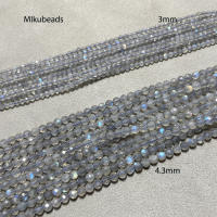 Natural 4.3mm A+ Labradorite Faceted Shinny Round Stone Loose Beads For Jewelry Making DIY Bracelets Necklace Strand Woman Gift