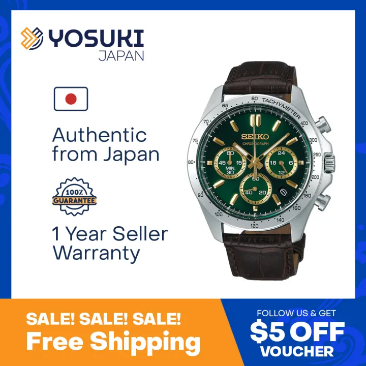 SEIKO SBTR017 SELECTION SPIRIT Chronograph Tachymeter Date Green Gold Brown  Leather Wrist Watch For Men from YOSUKI JAPAN / SBTR017 ( SBTR017 S SBTR  SBTR0 ) BESTSELLER PICKSEIKO | Lazada Singapore