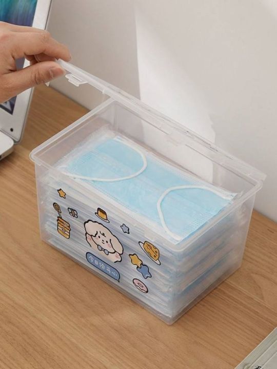 box-for-mouth-and-nose-mask-artifact-transparent-plastic-with-lid-dust-proof-postcard-storage-cabinet-entrance