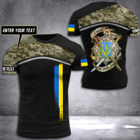 2023 NEW Army Veteran 3d Printing Mens T-shirt Ukrainian Military Casual Shorts Camouflage Sleeve T-shirt Flag of Ukraine Logo Trident T-shirt brand new T-shirt