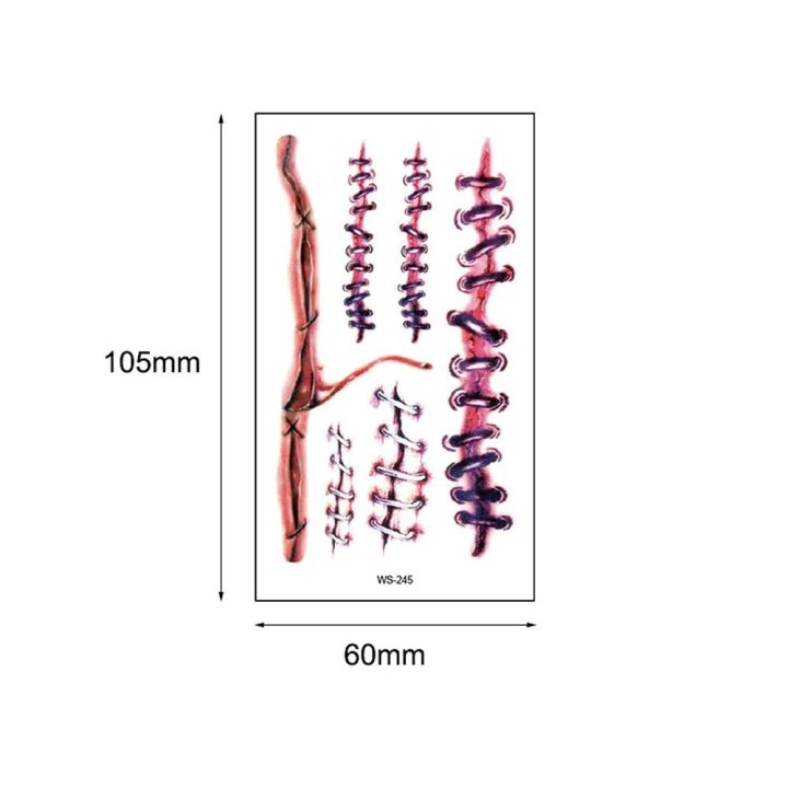 liand-ผู้หญิงปาร์ตี้บอดี้อาร์ตสกินตกแต่งหน้ารอยสักปลอมรอยสักชั่วคราวสยองขวัญรอยแผลเป็นสติกเกอร์รอยสักฮาโลวีน