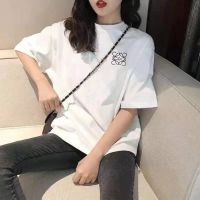 High Version New LOEWE Short-Sleeved T-Shirt For Men And Women Loose Casual Pure Cotton Embroidered Couple Same Style Bottoming Shirt