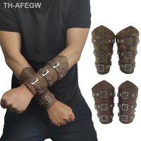 【hot】△☸  Armadura medieval de couro para cosplay masculina aquecedores braço com renda manopla viking cavaleiro pirata pulseira bracer acessórios steampunk