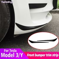 【CW】Car Front Bumper Anti-Collision Strip Front Corner guard Protective Cover Decoration Accessories For Tesla 2022 Model 3 Model Y