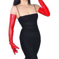 Bright Red Patent Leather Gloves PU Seiko Simulation Leather 13CM-60CM Unlined Sexy Rock And Roll Women Leather Gloves TB17