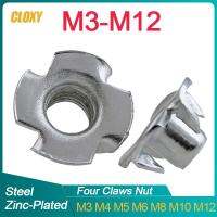 10/ 20/ 50 Buah M3 M4 M5 M6 M8 M10 M12 Speaker Mur Empat Cakar Berlapis Seng T-nut Blind Pronged Insert Tee Nut Hardware Furnitur