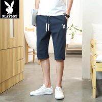 Playboy Summer Cotton Shorts Mens Slim Slim Cropped Pants Korean Style All-Match Straight Leg Pants Mens Fashion