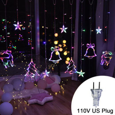 Swiatla Christmas Tree Deer Bells String Lights 220V 110V Garland String Fairy Lights Outdoor for Home Wedding Party Decor