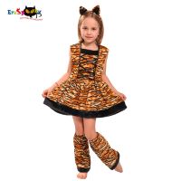 Eraspooky Carnaval Costumes For Kids Cute Head band Children Cosplay Lovely Halloween Costume Tiger Costume Dress For Girls
