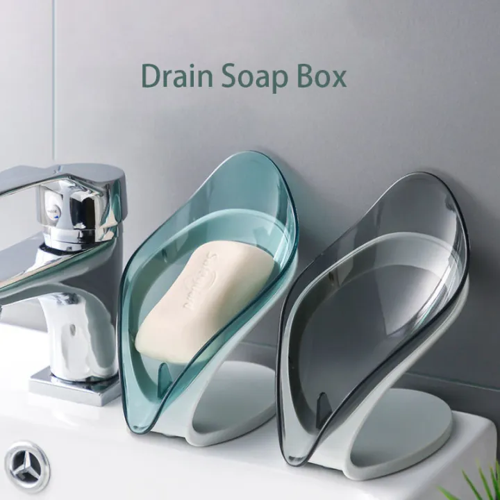 Creative leaf soap box holefree double soap box rack bathroom drain