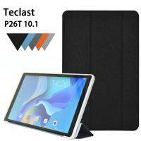 ปกหนัง PU สำหรับ Teclast P26T 2023 10.1 "แท็บเล็ตพีซีไตรขาตั้งพับได้ Funda พร้อมเปลือกหลัง TPU อ่อน