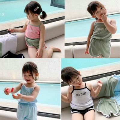[COD] Girls suit letter suspender top and 23 summer new foreign trade childrens on behalf of 3-8 years old