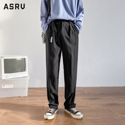 ASRV กางเกงสูท สูทผู้ชาย Dk Retro กางเกงสูทตรงสุทธิสีแดงกางเกงลำลองชาย Ins กางเกงแนวโน้มหลวม New