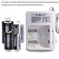 PALO จอแสดงผล LED เครื่องชาร์จแบตเตอรี่อัจฉริยะสำหรับ AA AAA SC C D ขนาดแบตเตอรี่แบบชาร์จไฟได้1.2V Ni-MH Ni-CD Quick Charger สำหรับไฟฉาย