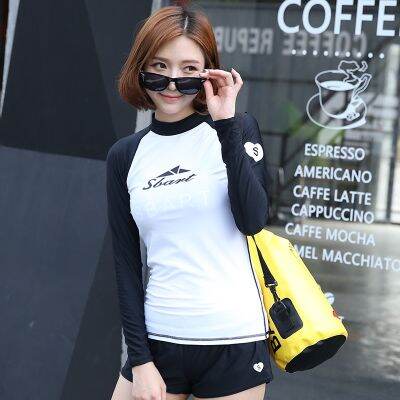 [COD] Bart suit female split jellyfish surfing snorkeling sunscreen swimsuit long-sleeved