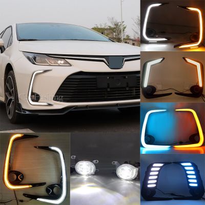 Untuk Toyota Corolla 2019 2020 2021 2022 LED Mobil DRL Lampu Siang Hari Dengan Lampu Kabut Sinyal Belok Bingkai กันชน Lampu ตกแต่ง