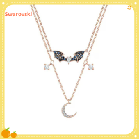 สร้อยคอสวารอฟสกี้ Swarovski Crystal Elements PROSPERITY Mysterious Bat Womens Necklace Shijia Moon Double Clavicle Chain