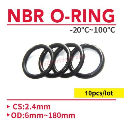 10pcs O Ring Gasket CS 2.4mm  OD6~180mm  NBR Automobile Nitrile Rubber Round O Type Corrosion Oil Resistant Sealing Washer Black Gas Stove Parts Acces