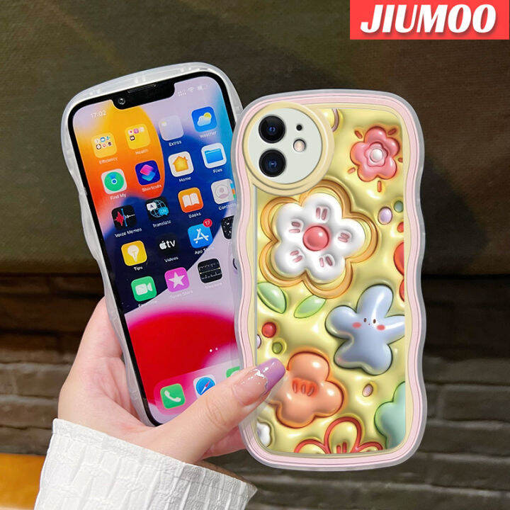 jiumoo-เคสโทรศัพท์ปลอกสำหรับ-samsung-galaxy-a22-4g-a22-5g-เคส3d-ลายดอกไม้สีสันสดใสเคสโทรศัพท์กรอบซิลิโคนนิ่มใสแบบแฟชั่นเลนส์กล้องถ่ายรูปเคสโปร่งใสป้องกันการกระแทก