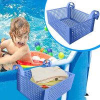 Pool Storage Basket Hanging Portable Removable Organizer Multifunction Laundry Basket Poolside Hanging Towel Holder Rack W2227