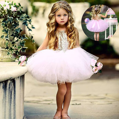 Girls Tulle Princess Dress For Kids Flower Print Pattern Sleeveless Party Ball Gown Sweet Children Wedding Dresses Clothing