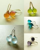 New Nine Colors Water Drop Earrings with Faux and Semi Precious Stones Women Fashion Hook Gold and Silver Silver Earrings