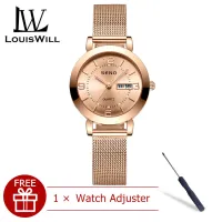 LouisWill Women Watches Fashion Watches Casuals Quartz Watches Round Dial Watches 30M Waterproof Watches Alloy Thin Strap Business Wristwatch with Watch Adjuster for Women