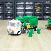 ? ของเล่นทางปัญญา MOC creative compatible with green and white particles puzzle to hold music is high building blocks toys sanitation trucks