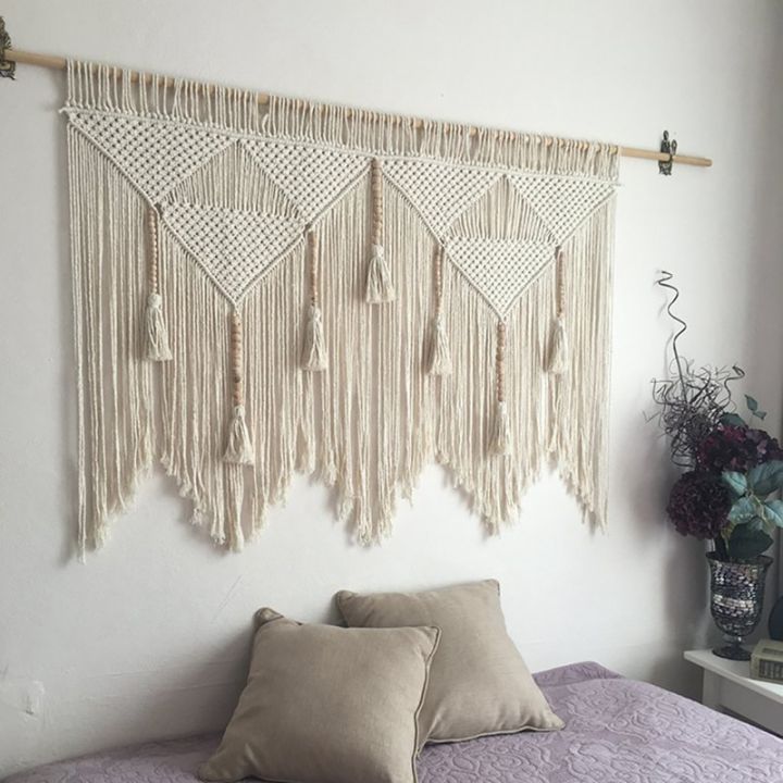 patimate-macrame-แขวนผ้าม่านติดผนังผ้าฝ้ายโบฮีเมียนตกแต่งผนังตกแต่งบ้านสวยงามทอด้วยมือ55x70cm-ของขวัญ