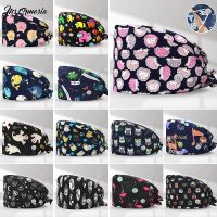 【LZ】 Fashion Print Scrub Hat Dust-Proof Cap 100  Cotton Adjustable Nurse Cap Bandage Men Women Surgical Hat Cap Medical Scrub Caps