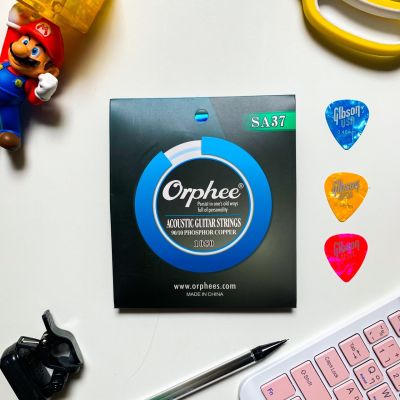 สายกีต้าร์โปร่งเคลือบกันสนิม ORPHEE SA37 1050 คุณภาพสูงที่สุดในสายเคลือ ORPHEE เเถมฟรีปิ๊กกีต้าร์ 3 อัน!! รับประกันคุณภาพ!!