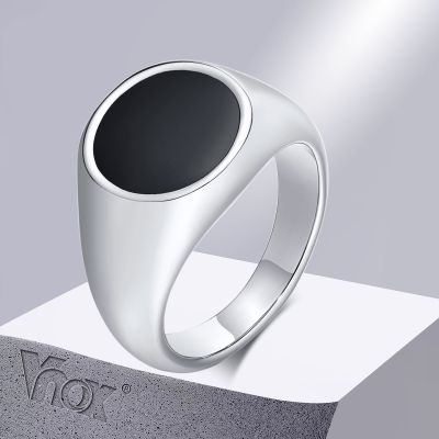 Vnox 13mm Men Signet Rings Stainless Steel Fingber Band with Enamel Round Top Never Fade Waterproof Male Boy Cool Punk Ring